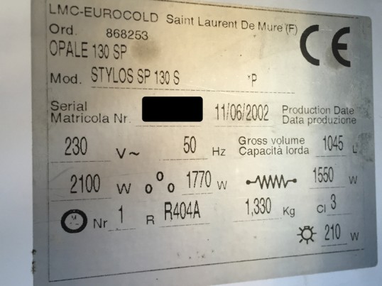 Plaque signalétique LMC EUROCOLD