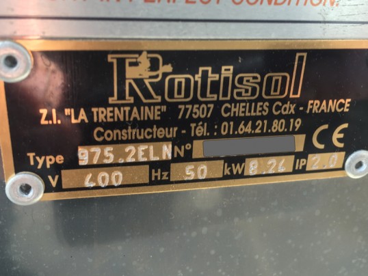 Plaque signalétique ROTISOL 975 2 ELN