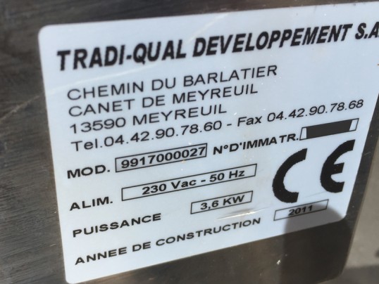 Plaque signalétique TRADI-QUAL 9917000027