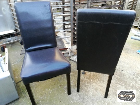 lot chaises restaurant structure bois avec assise et dossier simili cuir rembourree