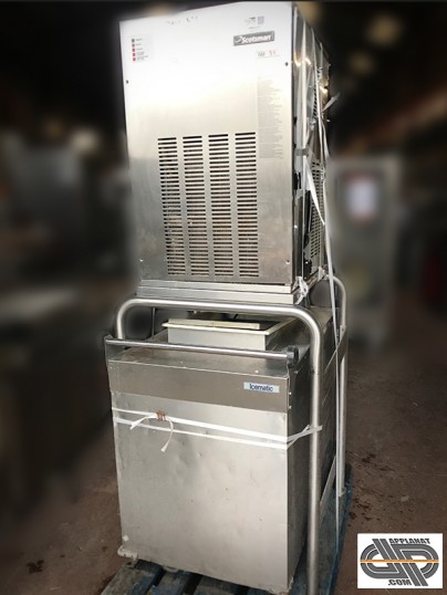 Ensemble production glace pilée super grains SCOTSMAN sur stand a chariot stockage en inox
