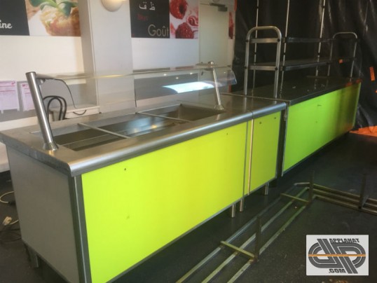 Ligne self service 4m60 - bain marie + plaque froide sur réserve buffets libre service