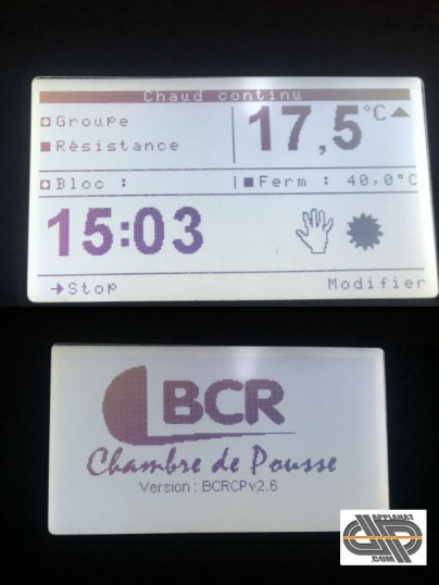 afficheur LCD d'une chambre de pousse BCR