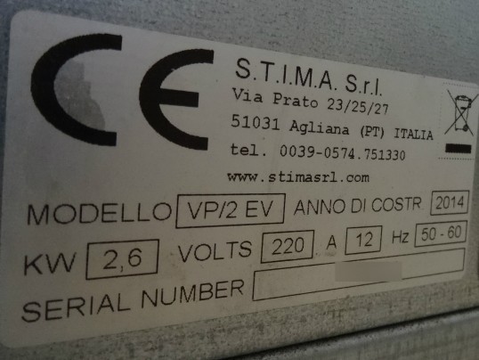 Plaque signalétique STIMA - VP2 ÉVOLUTION