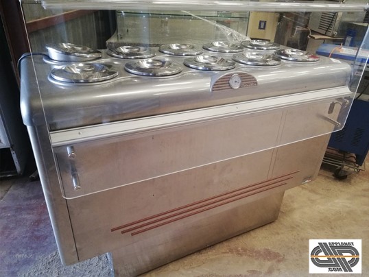 Vitrine retro 10 + 10 bacs à glaces cylindriques DOLCE VITA 10 LUXE Inox vue de devant