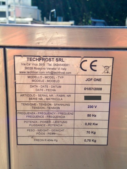 Plaque signalétique TECHFROST - JOF-ONE