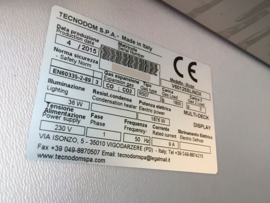 Plaque signalétique TECNODOM - VOLCANO 60