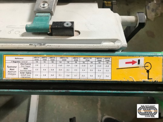 tableau épaisseur maxi par référence de boudineuse sur plieuse JOUANEL