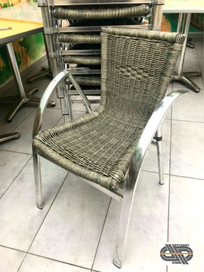Set de 12 fauteuils contemporains en métal chromé et corde tressée occasion