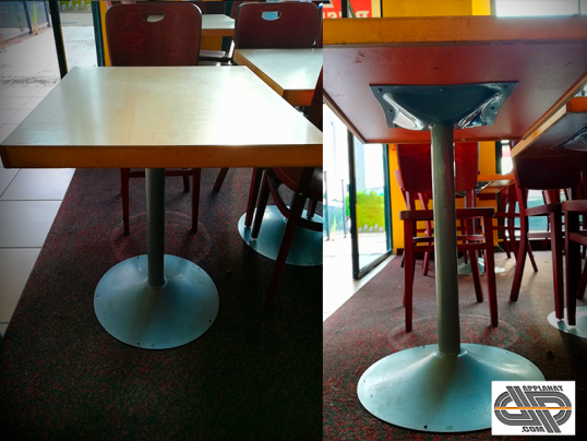 table de resto d'occasion avec pied central fer