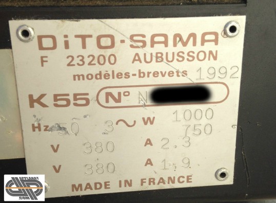 Plaque signalétique DITO SAMA - K55