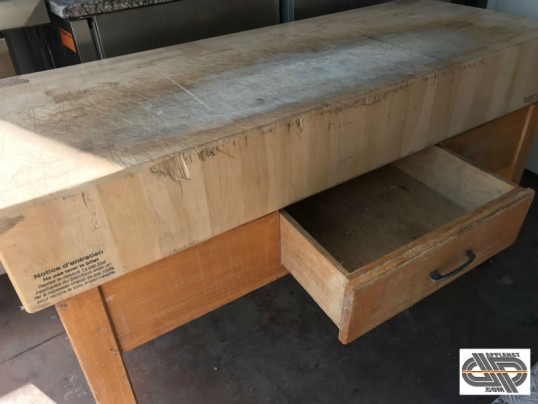 Billot - Plot de boucher 1m50 150cm 1500 mm sur pieds avec tiroir
