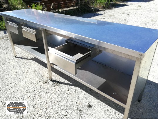 Table de travail inox tiroirs