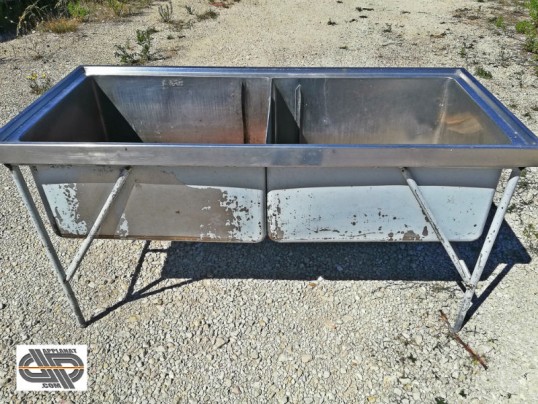 table de rincage professionnel deux cuves
