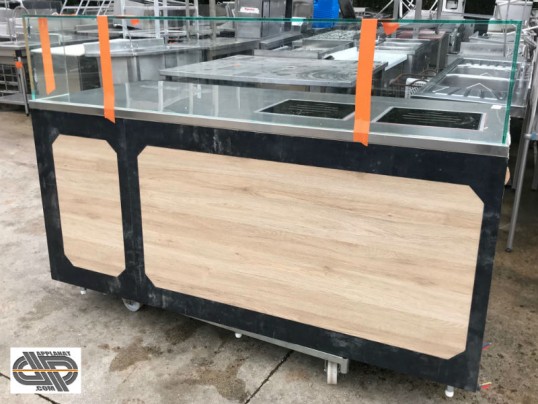 Vitrine d'occasion de restaurant 1m90 avec deux plaques induction et vitrage droit