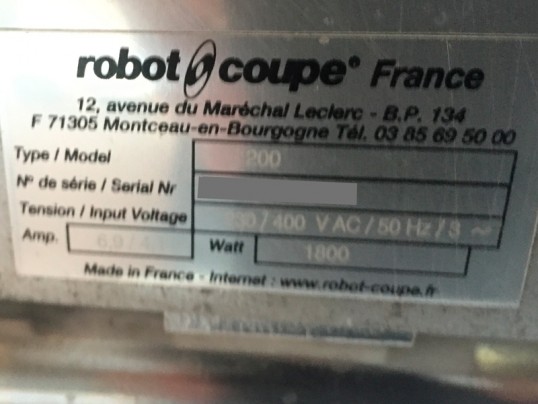 plaque signéalétique robot coupe