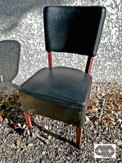 chaise noir simili cuir bois rembourré occasion chr