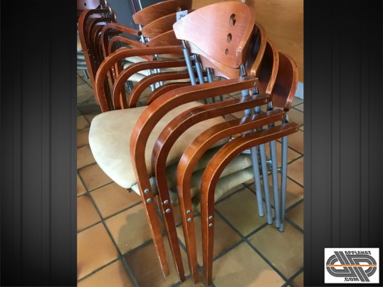  lot chaises bridges empilables en bois et metal occasion pro ideal secteur chr bar braseeire