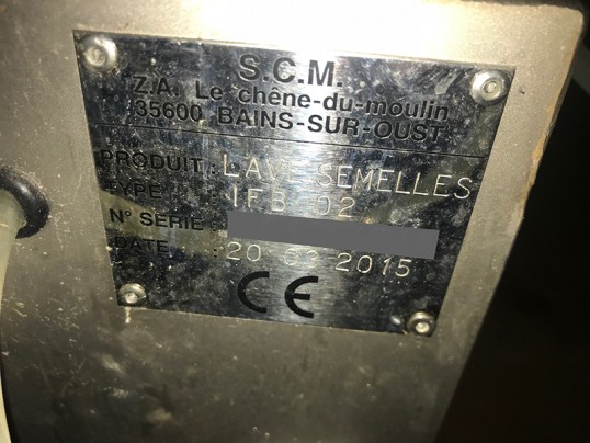 Plaque signaletique de lave semelle SCM