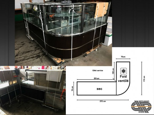  vitrines en angle 90° magasin boulangerie pâtisserie a vitrage droit