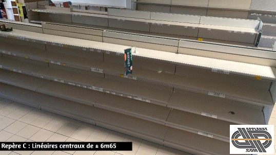 Gondoles centrales de supermarché avec tablettes de 1m33
