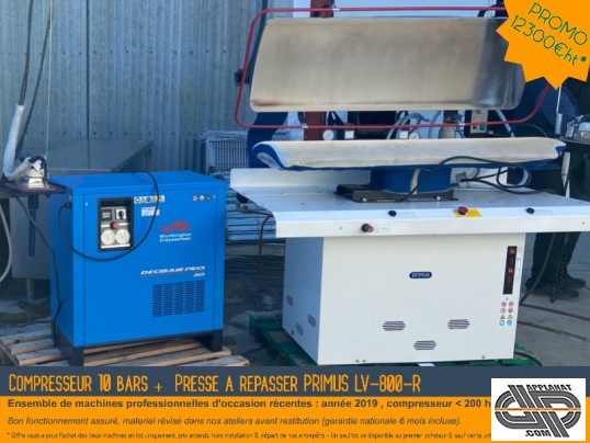 Promotion presse a repasser professionnelle PRIMUS LV-800-R + compresseur 10 bars d'occasion 