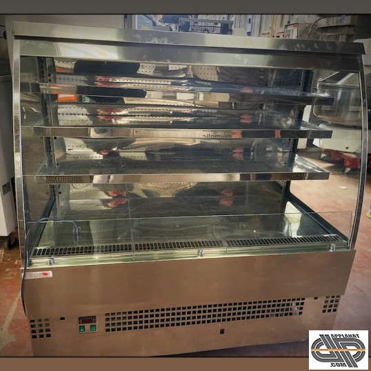 Vitrine libre service murale,  basse,  finition inox, longueur 1m50 marque TECNODOM , modèle EVO150VSELF , d'occasion, année 2015