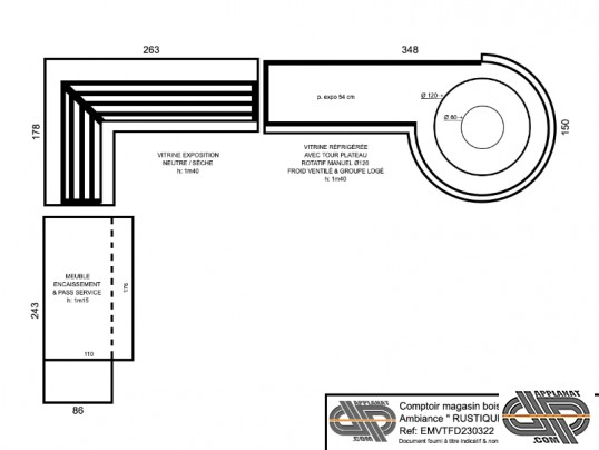 plan d'une vitrine boulangerie patisserie d'occasion vendue chez Applanat