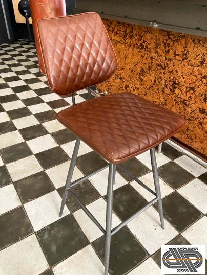 Chaise haute bar cuir marron