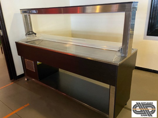 Buffet réfrigéré restauration occasion de marque AFINOX, capacité 6 bacs GN1/1, finition coloris Wengé 