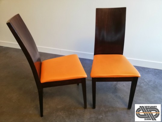 Lot chaises d occasion en bois et simili cuir pour restaurant brasserie bistrot