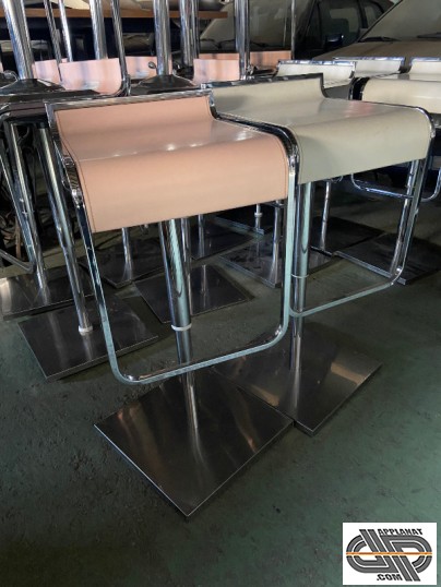 tabourets bar design occasion chrome rose et blanc