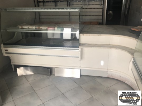 Ensemble vitrine boulangerie pâtisserie en L ± 3m65 x 3m10