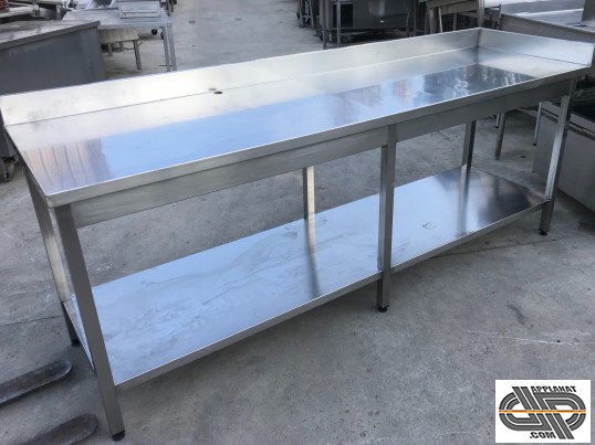 Table inox 240x70 cm adossée murale (angle à droite)