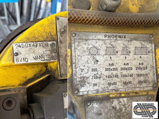Plaque de capacité FMB Phoenix : coupes de 0 ° à 60 ° et dimensions max. de coupe pour une précision optimale.