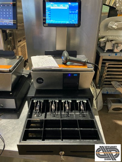 Balance professionnelle occasion avec tiroir caisse et scanner à code-barres 