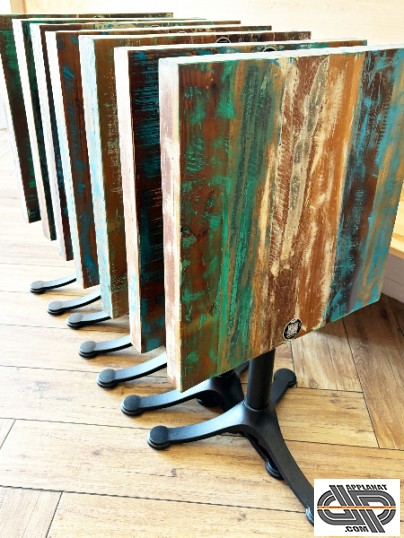 7 tables pliantes bistrot d'occasion avec plateau style bois recyclé