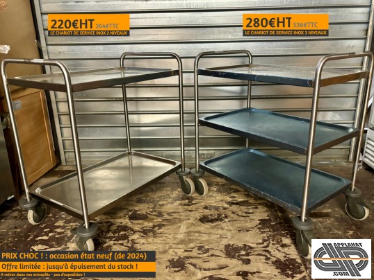 Chariots inox  professionnels d'occasion : servantes sur roulettes de collectivité