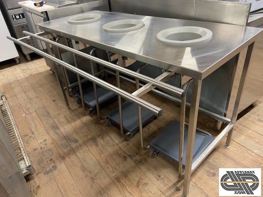 Table inox professionnelle de tri à 3 TVO avec rampe