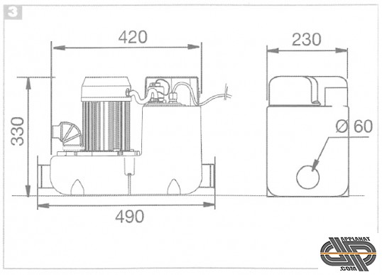 Pompe de relevage haute performance – SFA Sanicom® Type T95 cotes