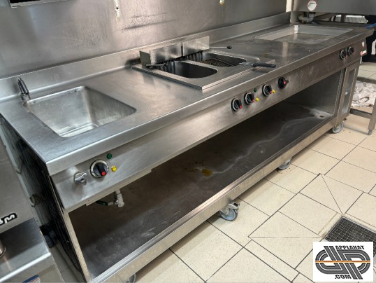 Monobloc électrique bain-marie + friteuse + gril/sauteuse Küppersbush d'occasion