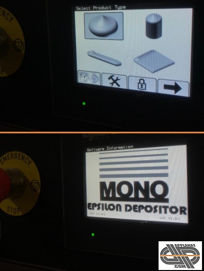Commandes par écran tactile d'unedresseuse pocheuse MONO EPSILON DEPOSITOR 