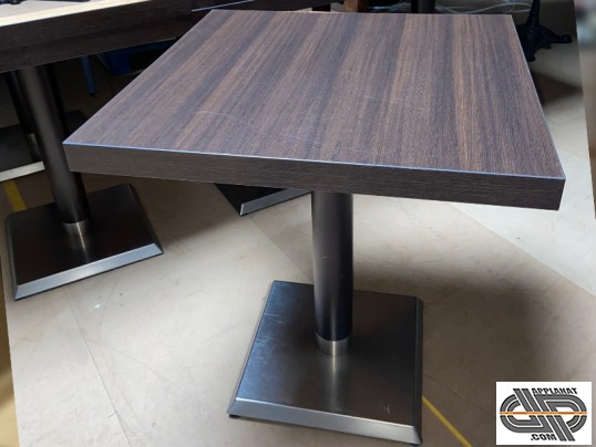 table 70 x 70 cm wengé pied colonne base inox